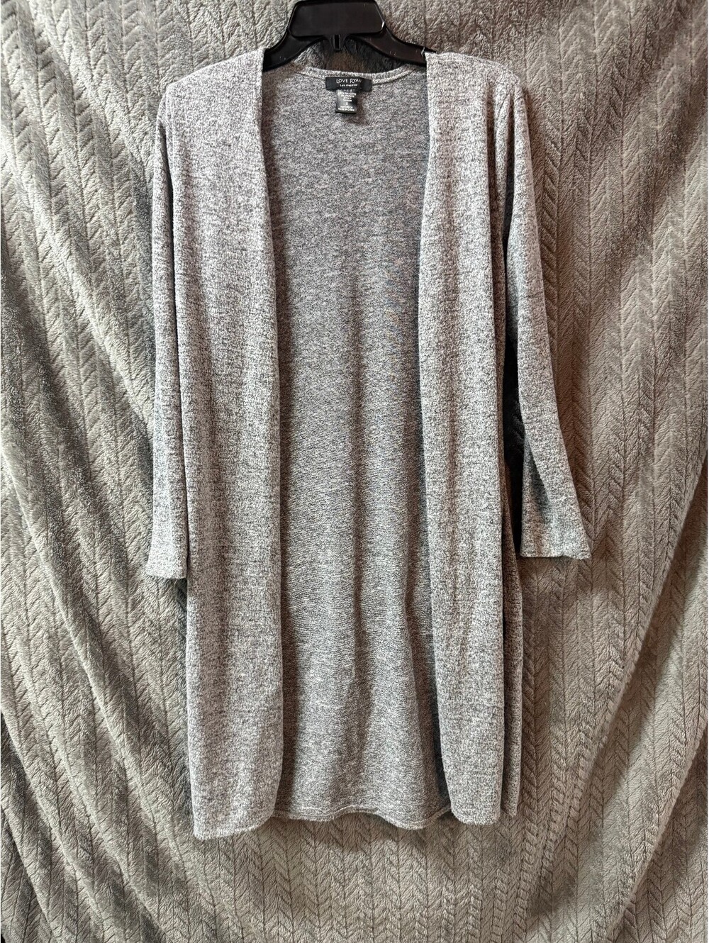 Love RYAN Los Angeles Gray Long Sleeve Open Front Cardigan Sweater Size S